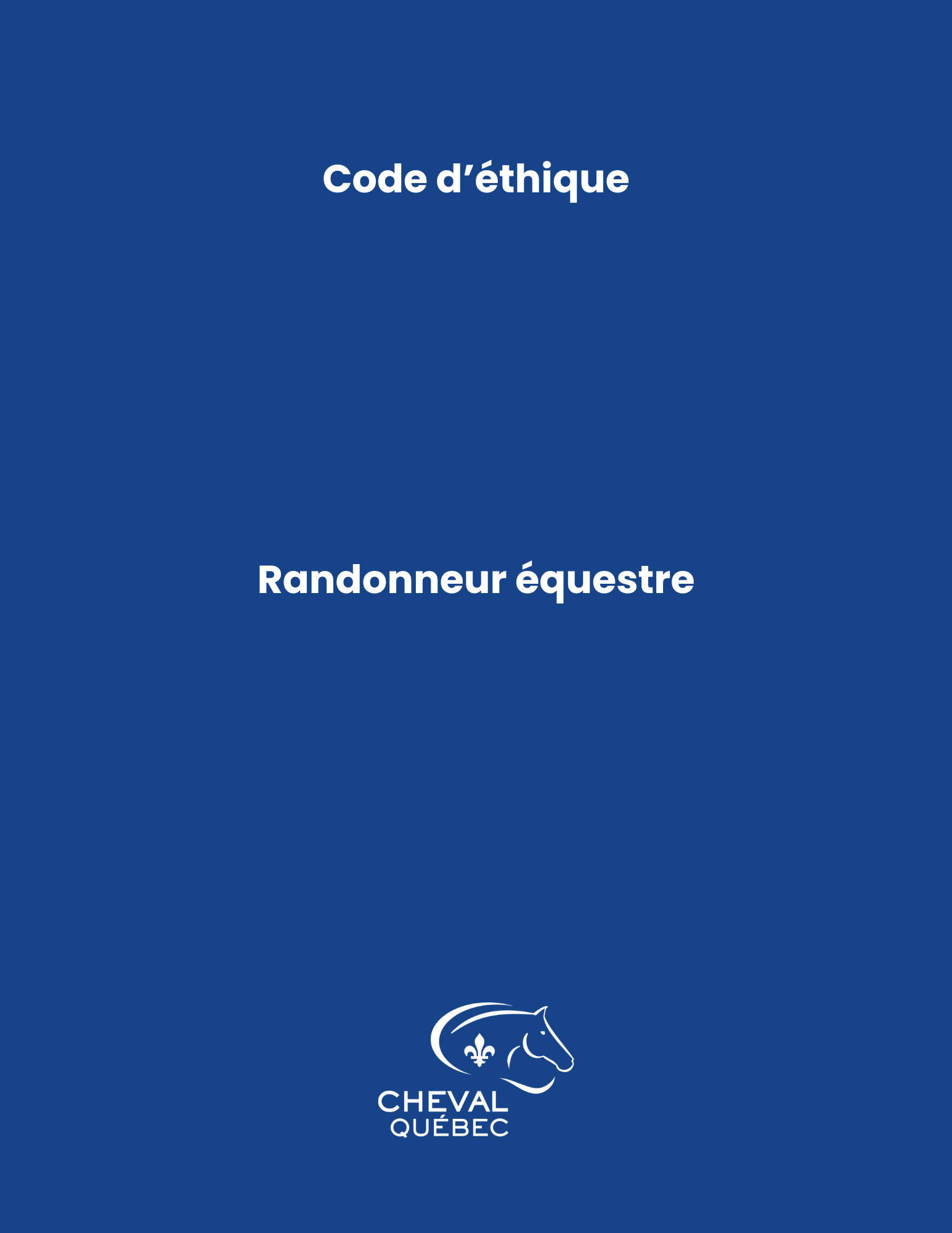 Code d'éthique - Randonneur équestre